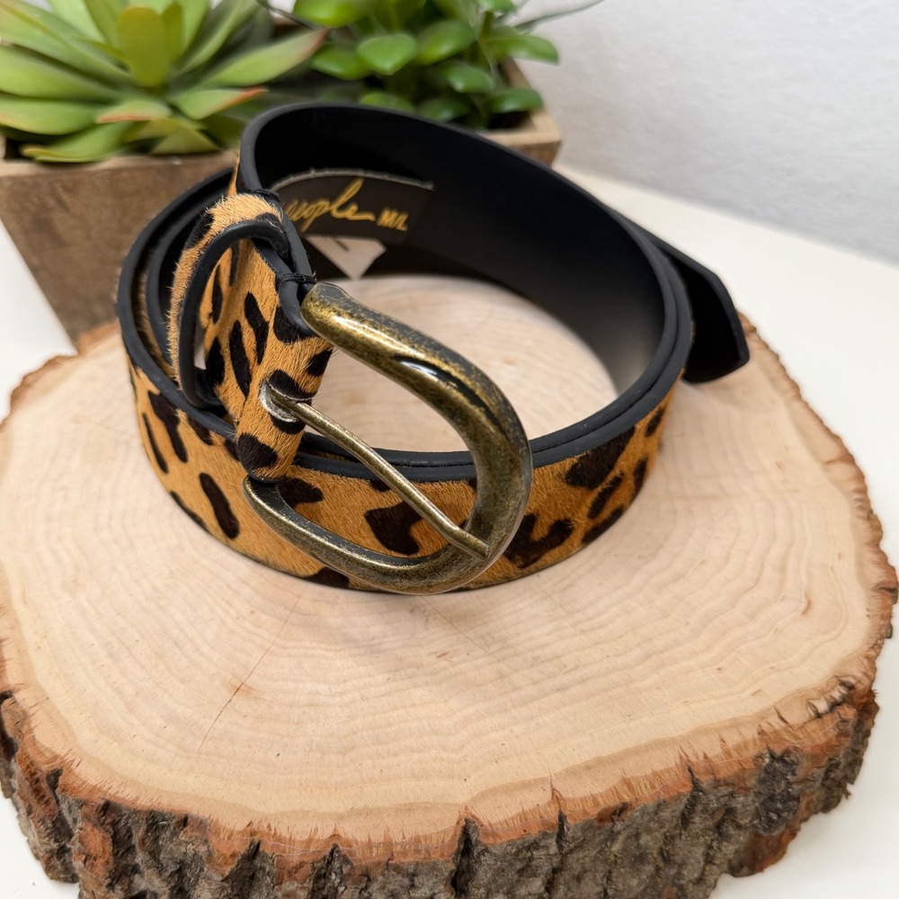 Free People Leopard Belt Womens Brown Calf Hair Leather Animal Print Boho M/L - Picture 11 of 11